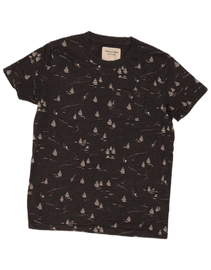 T-shirt da uomo con motivo astratto Abercrombie & Fitch in cotone grigio medio