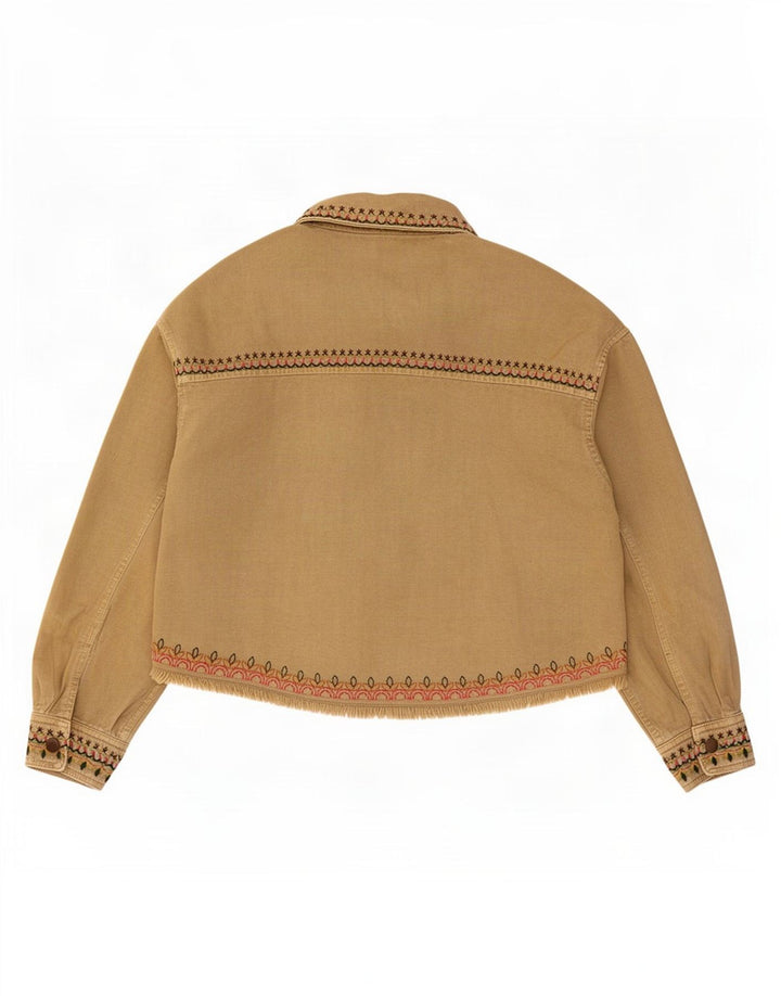 Giubbotto bomber oversize da donna Zara UK 10 piccolo cotone geometrico beige