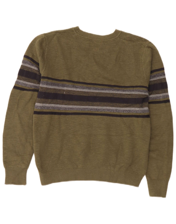 Jack & Jones Maglione da uomo con scollo a barca in cotone a righe kaki medio