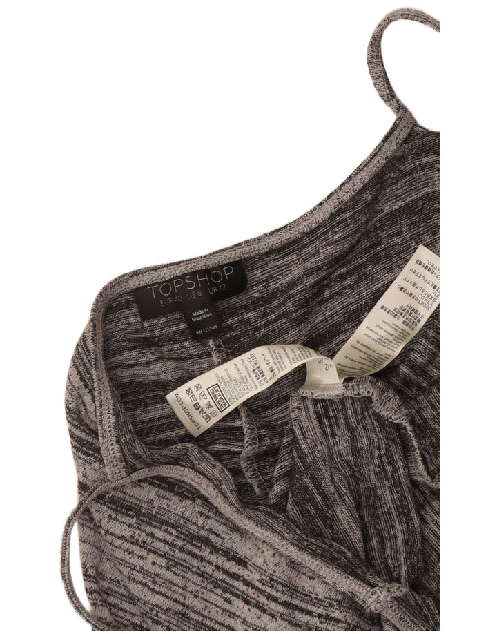 Tuta senza maniche da donna Topshop UK 12 Viscosa a righe grigio medio