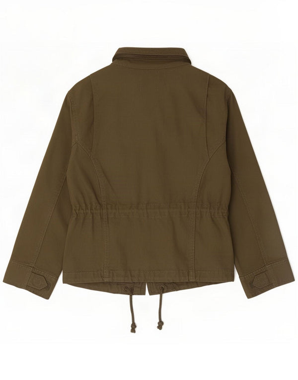 Zara Womens 3/4 Sleeve Military Jacket UK 14 Large Khaki Cotton
