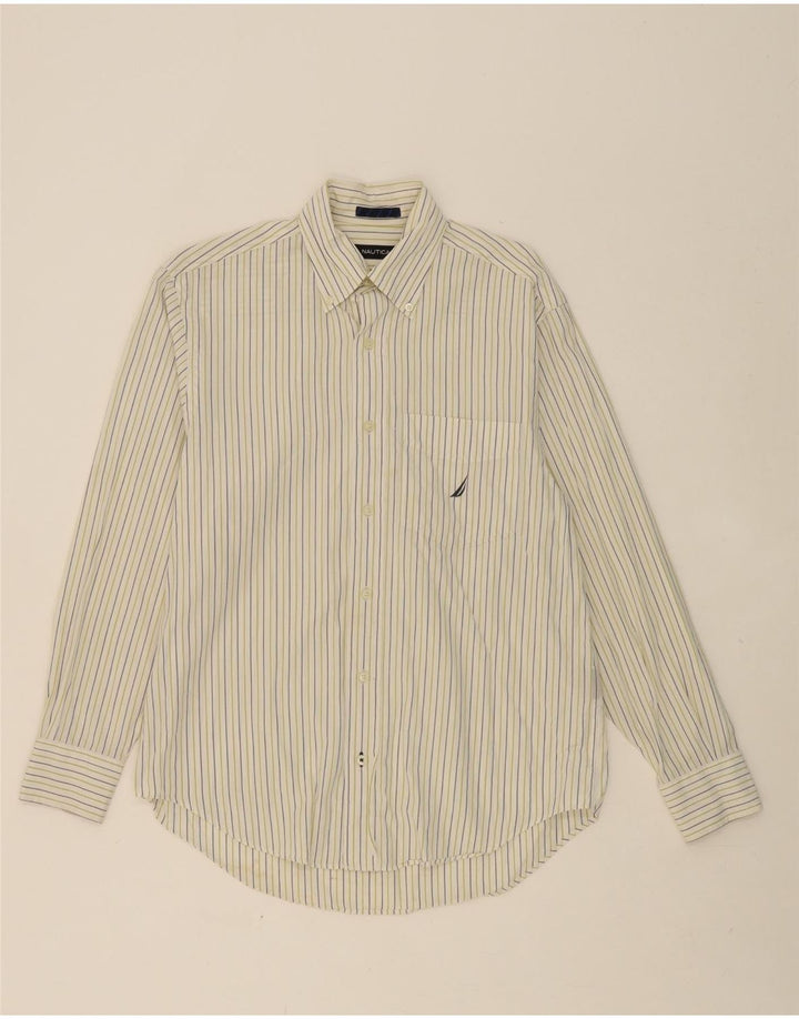 NAUTICA Mens Shirt Small White Pinstripe Cotton Vintage Nautica and Second-Hand Nautica from Messina Hembry 