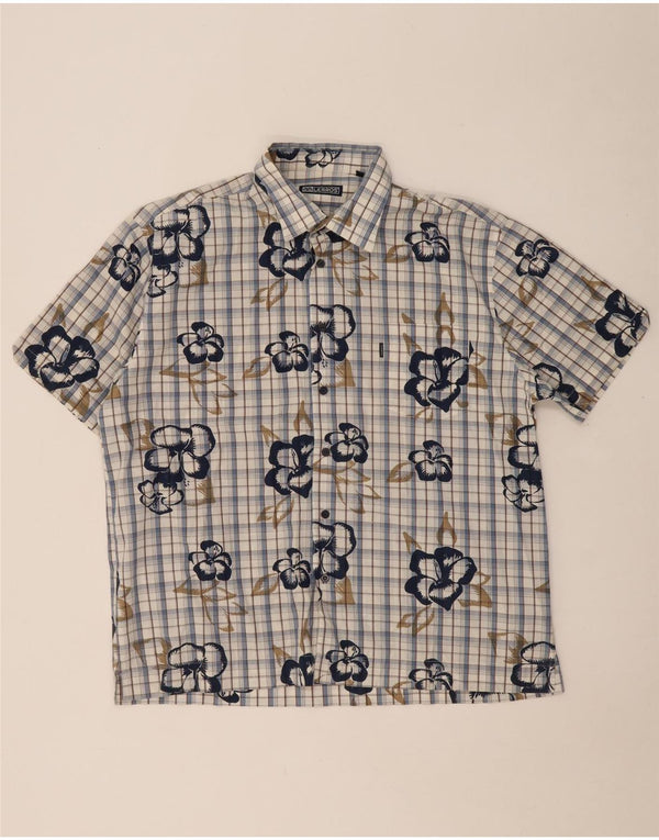 LERROS Camicia a maniche corte da uomo XL in cotone a quadri blu