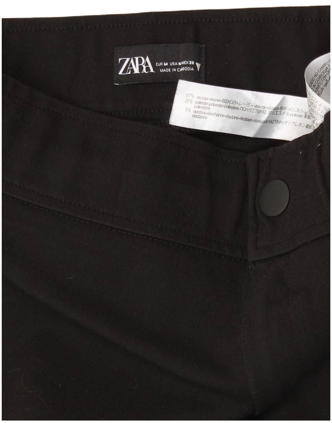 Pantaloni cropped skinny a vita alta da donna Zara medi W28 L27 viscosa nera