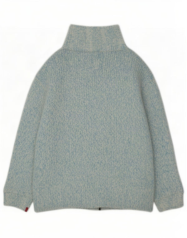 Maglione cardigan ingegnerizzato da donna Levi's UK 14 Lana screziata blu medio