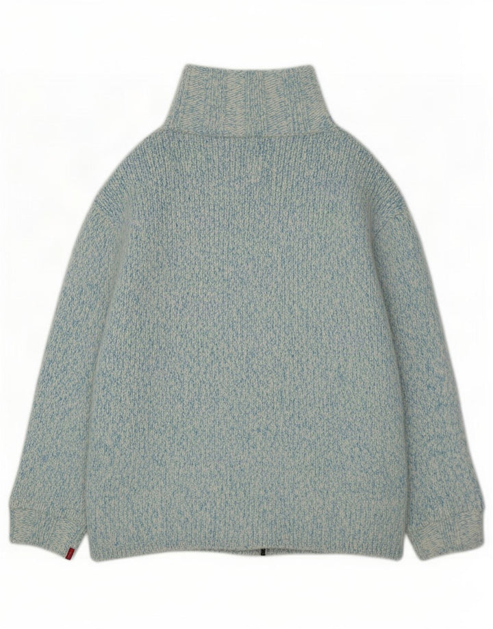 Maglione cardigan ingegnerizzato da donna Levi's UK 14 Lana screziata blu medio
