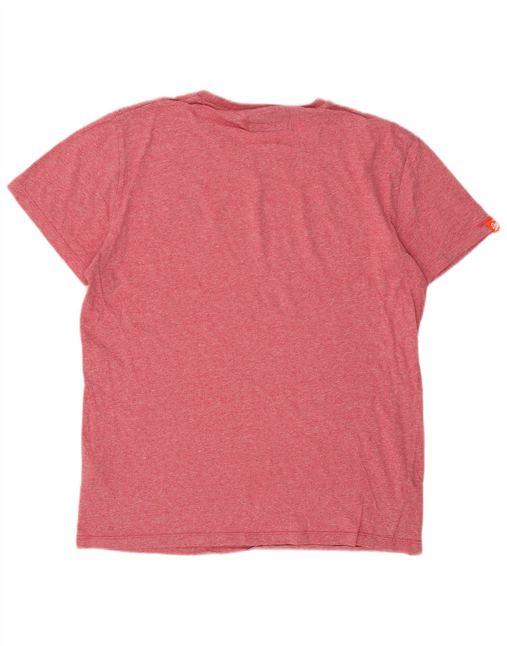 SUPERDRY Mens T-Shirt Top Medium Pink Flecked Cotton