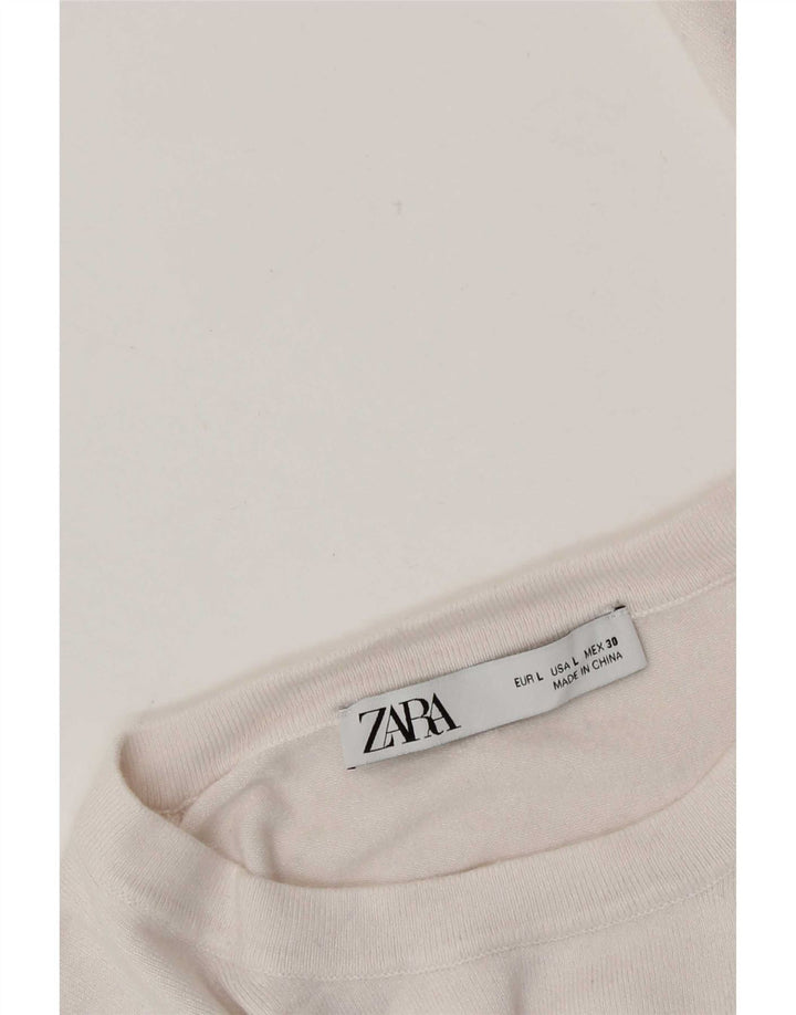Maglione maglione girocollo da donna Zara UK 14 grande bianco