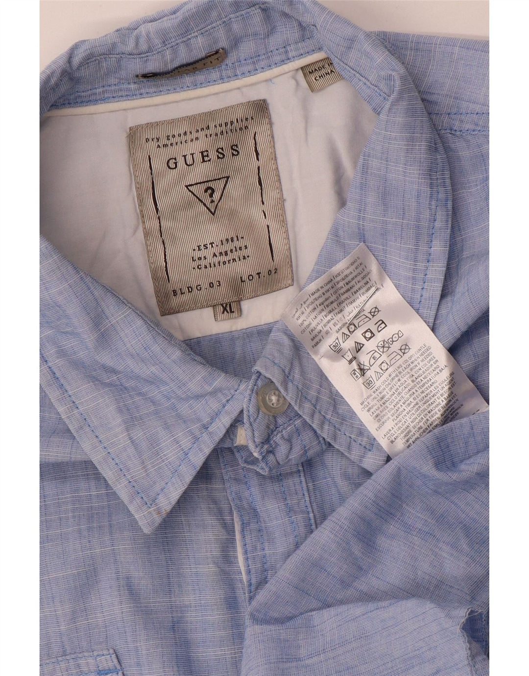Camicia pullover da uomo vestibilità regolare Guess XL in cotone blu