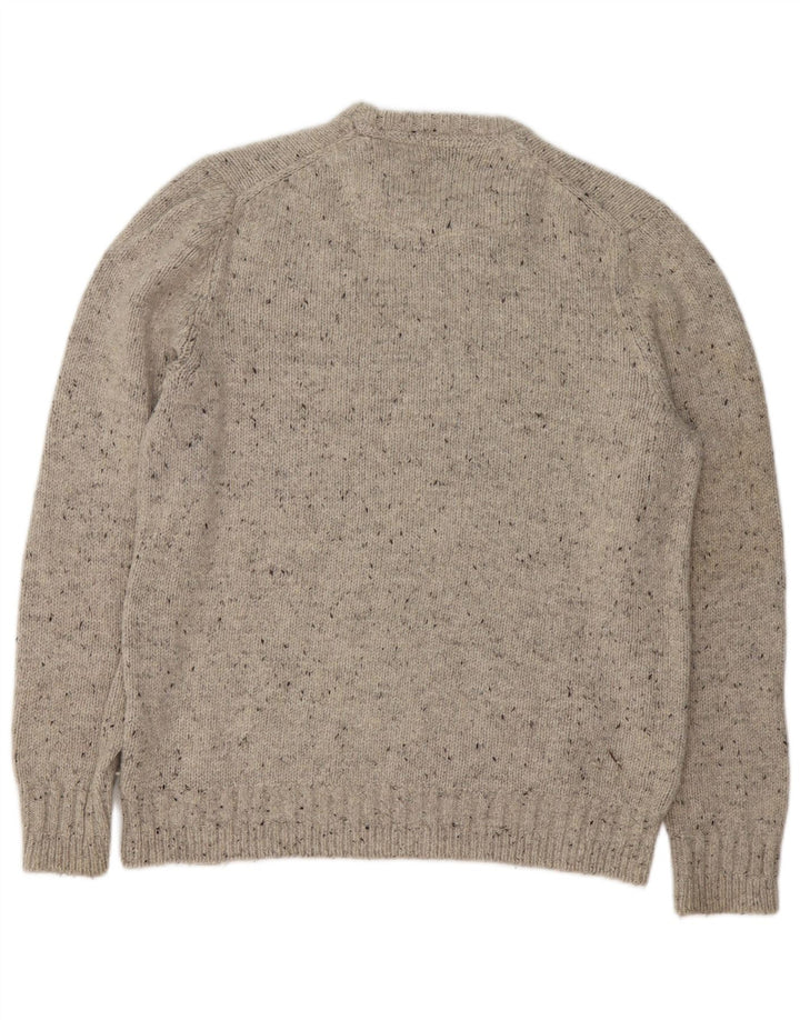 Maglione girocollo da uomo Fat Face, maglione grande, in lana screziata grigia