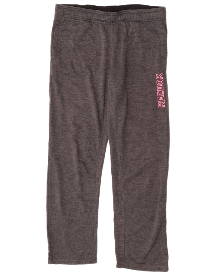 Pantaloni da tuta con grafica Reebok da uomo in poliestere grigio medio