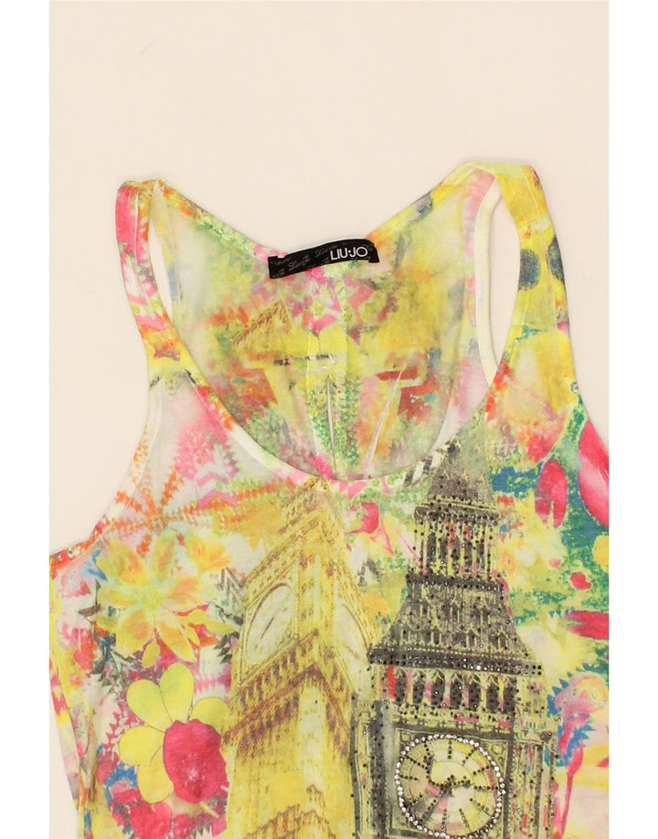 LIU JO Womens Graphic Vest Top UK 8 Small Multicoloured Vintage Liu Jo and Second-Hand Liu Jo from Messina Hembry 