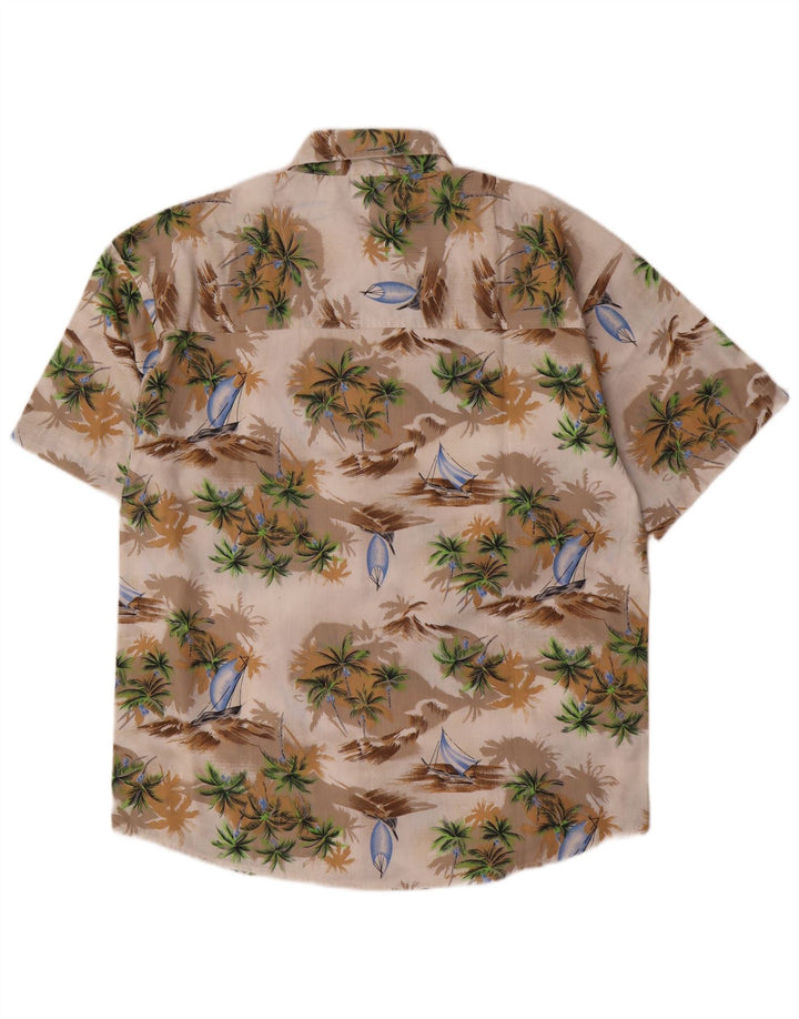 Camicia hawaiana a maniche corte da uomo identica taglia 39/40 in cotone beige medio