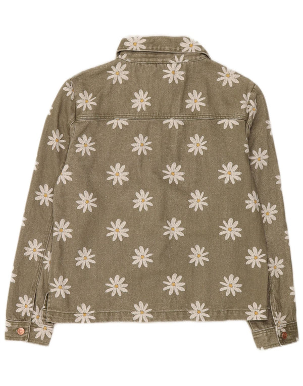 Giacca di jeans per ragazze Marks & Spencer 14-15 anni in cotone floreale kaki