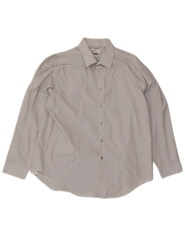 Camicia slim fit da uomo Calvin Klein taglia 17 XL gessato grigio