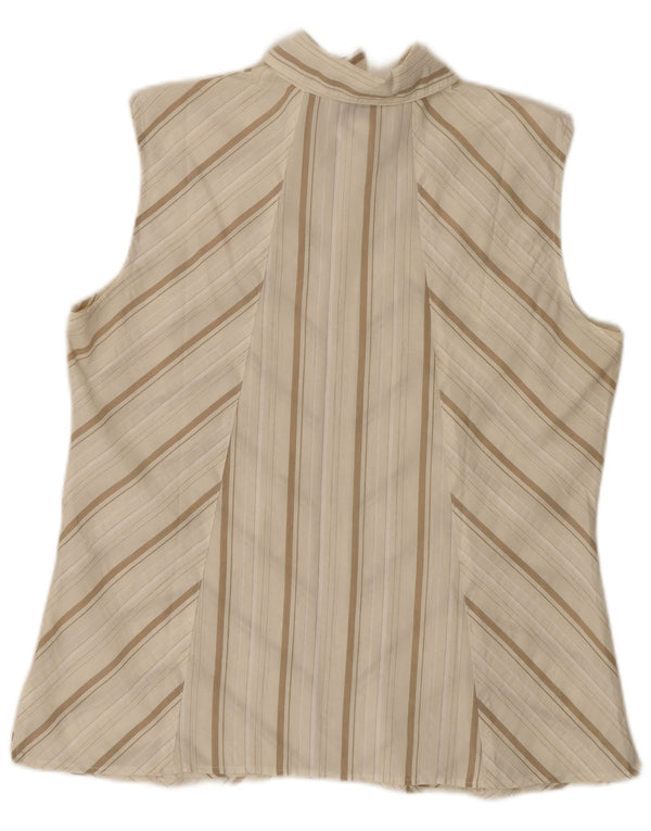 oltre Camicia senza maniche da donna Camicetta UK 20 2XL Poliestere Chevron bianco sporco