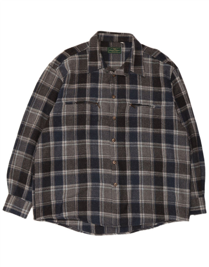 Camicia overshirt da uomo del progetto europeo 2XL lana a quadri blu navy