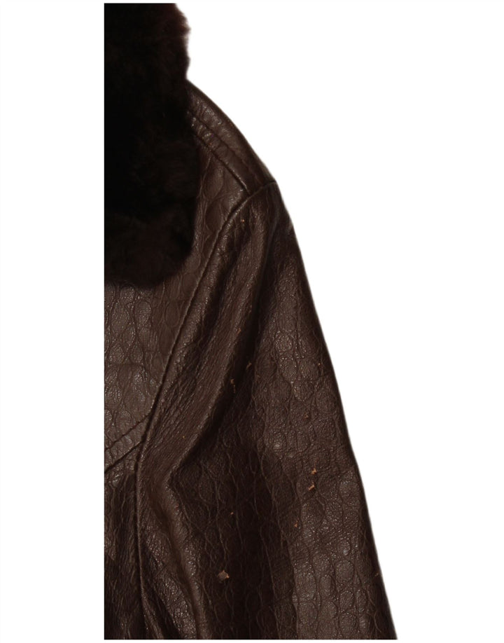Giacca in pelle da donna vintage IT 42 in pelle marrone medio