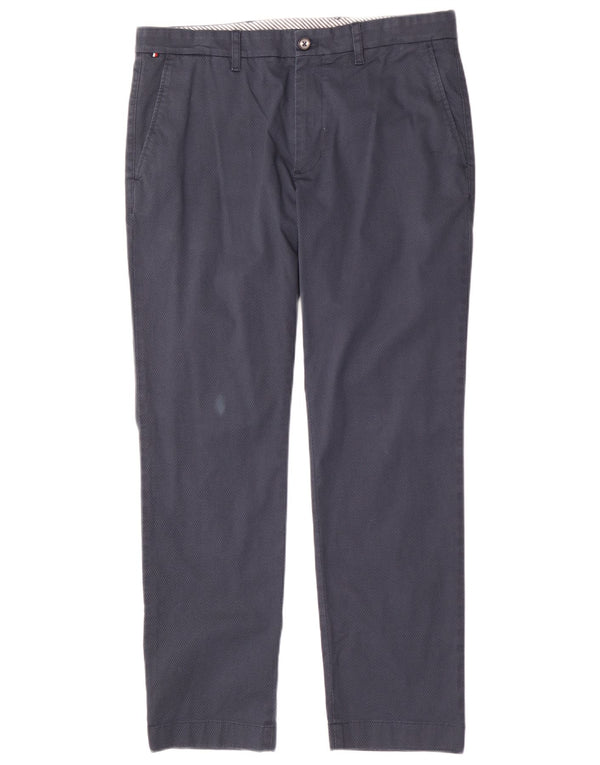 Pantaloni chino dritti da uomo Tommy Hilfiger W34 L30 blu navy geometrico