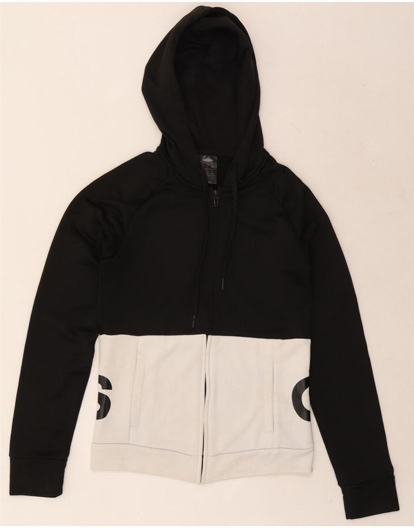 Felpa con cappuccio e zip grafica da donna Adidas UK 4/6 XS Black Colourblock
