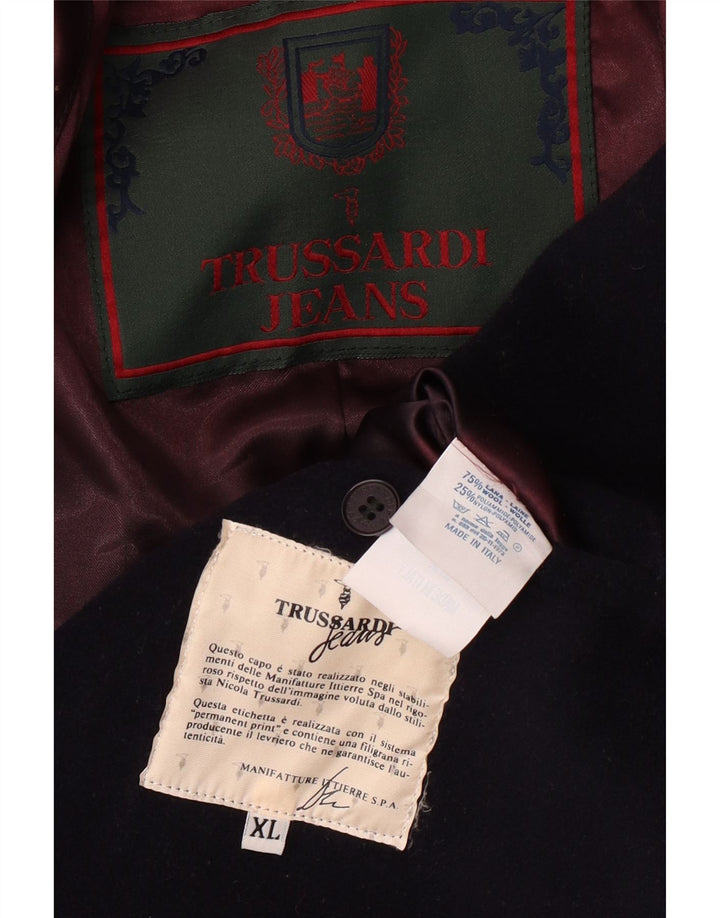 Soprabito da uomo TRUSSARDI JEANS UK 42 XL Lana blu navy