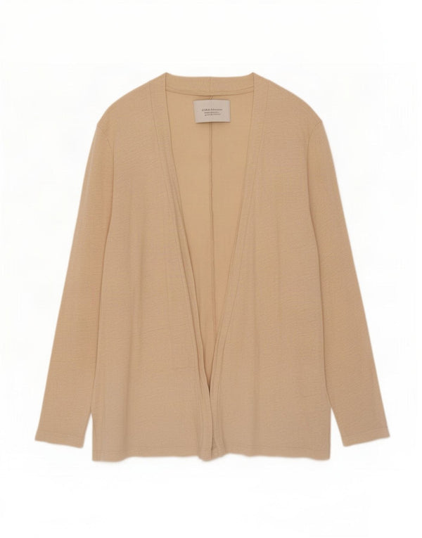 Top cardigan aperto da donna Zara UK 14 grande lino beige