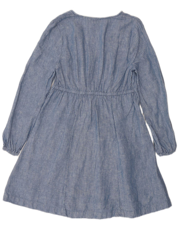 Abito a trapezio a maniche lunghe da donna Boden UK 10 piccolo lino blu