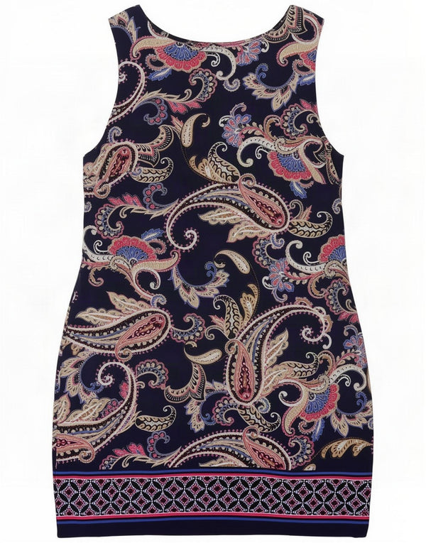 Wallis Abito tubino senza maniche da donna UK 14 Medio blu navy con motivo cachemire