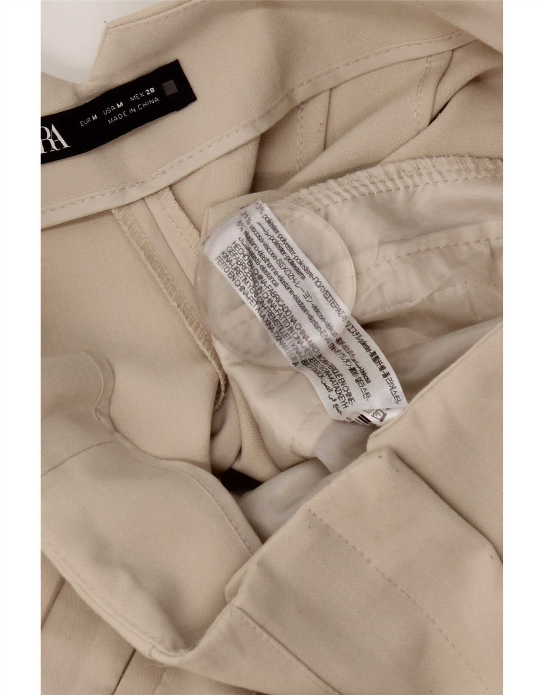 Pantaloni da abito affusolati da donna Zara medi W28 L26 poliestere bianco sporco