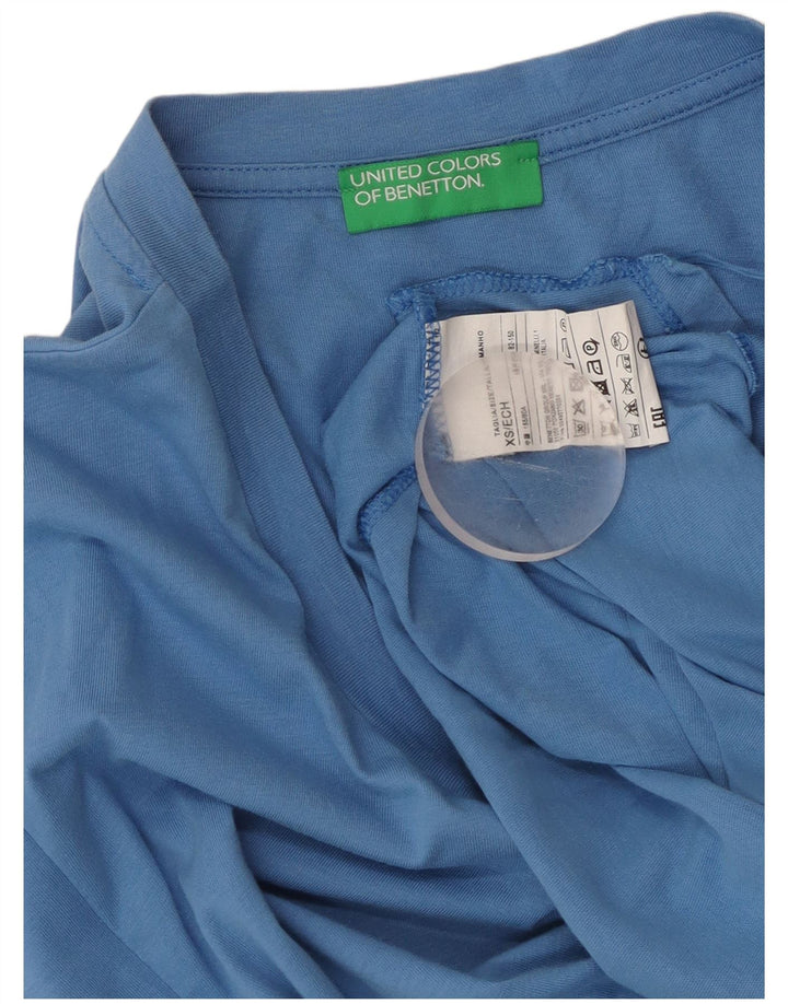 T-shirt ampia da donna BENETTON UK 6 XS blu cotone