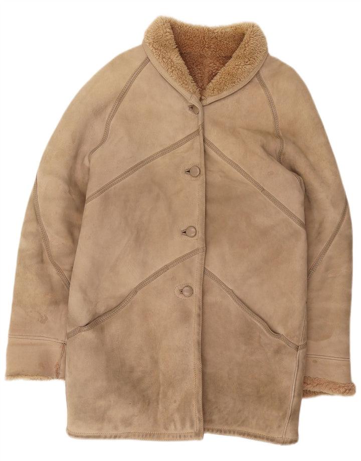 Giacca in shearling vintage da donna IT 46 Shearling beige grande