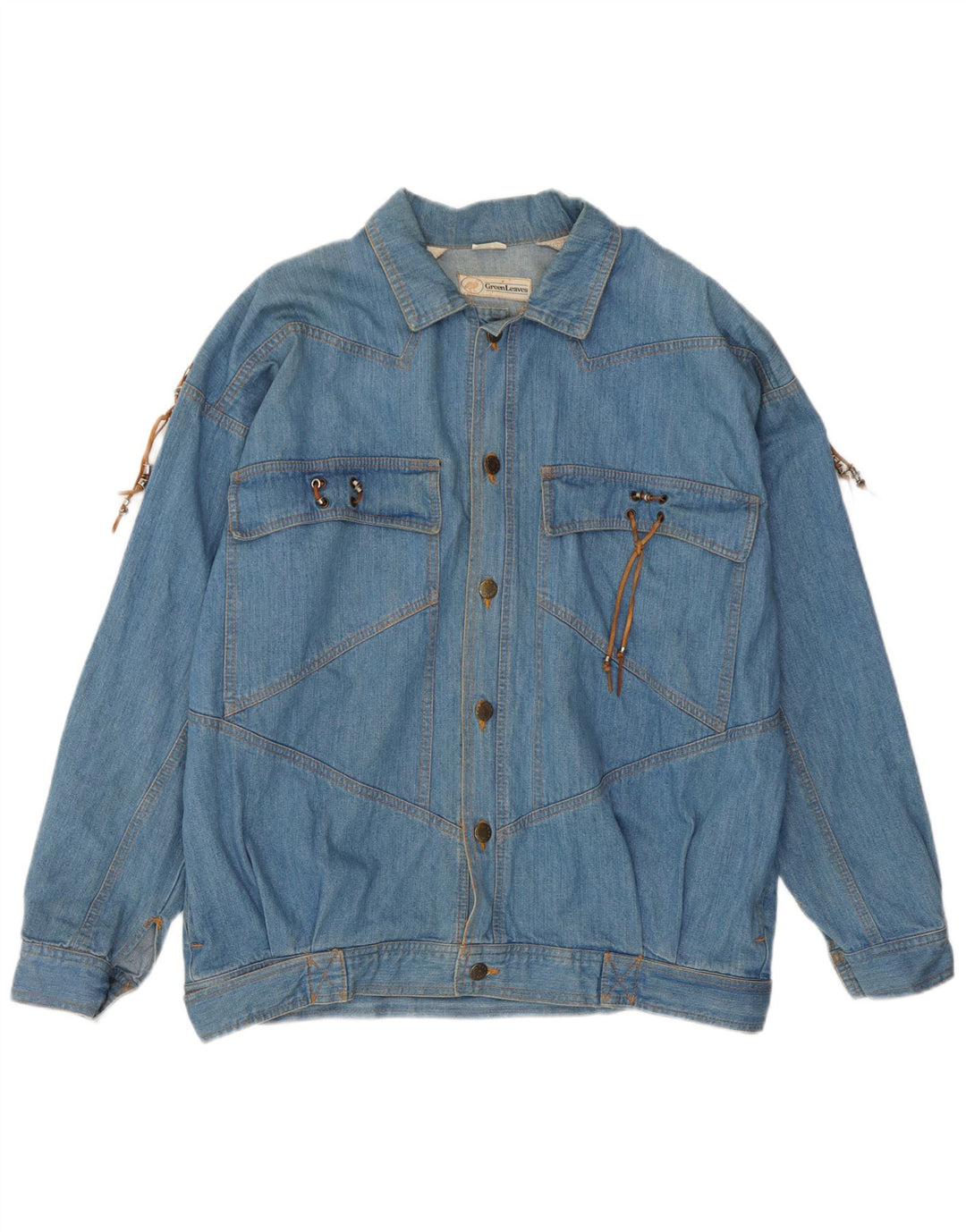 Giacca di jeans da uomo Green Leaves UK 40 grande cotone blu