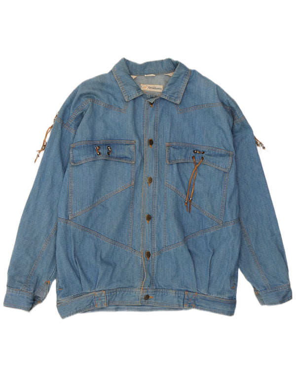 Giacca di jeans da uomo Green Leaves UK 40 grande cotone blu