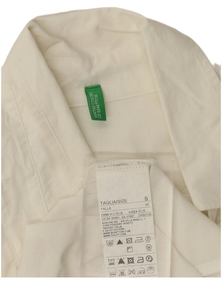 Camicia pullover da donna Benetton UK 10 piccola in cotone bianco