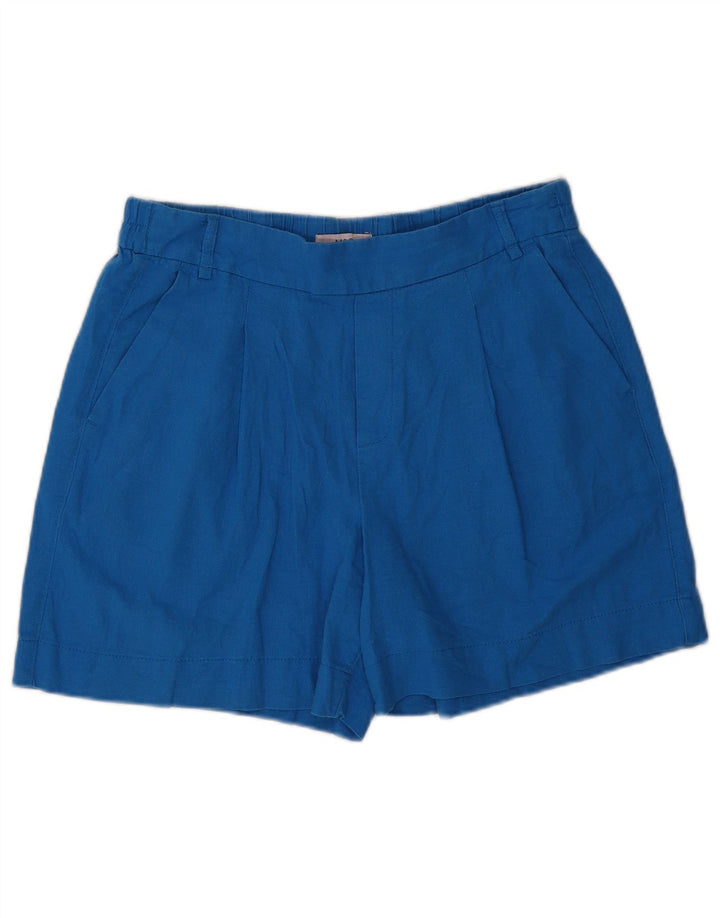 MARKS & SPENCER Pantaloncini chino da donna UK 12 Medium W32 Lino blu