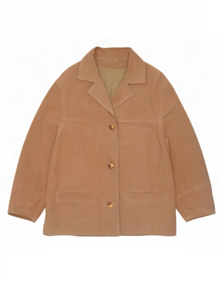 Donna Pelle Giacca da Donna in Pelle Scamosciata IT 44 Pelle Beige Medio