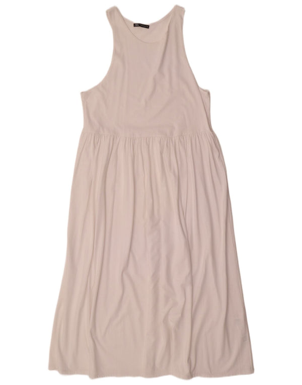 Abito lungo senza maniche da donna Zara UK 18 XL cotone bianco
