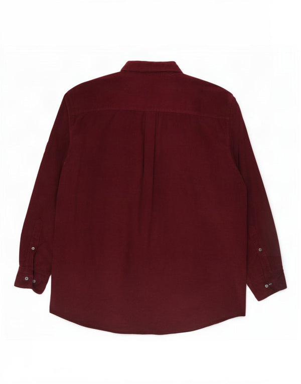Camicia da uomo in velluto a coste Camargue UK 43/44 XL Cotone bordeaux