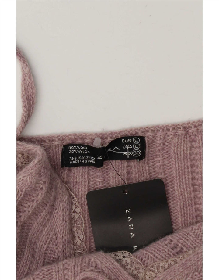 Top corto in maglia da donna Zara UK 14 grande lana rosa