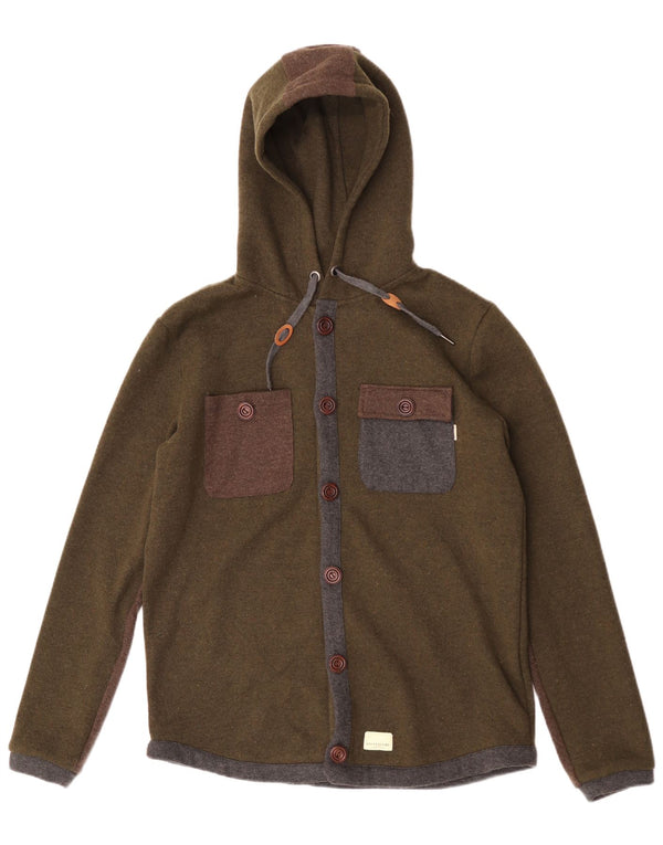 Maglione cardigan con cappuccio da uomo Anerkjendt XL verde poliestere color block