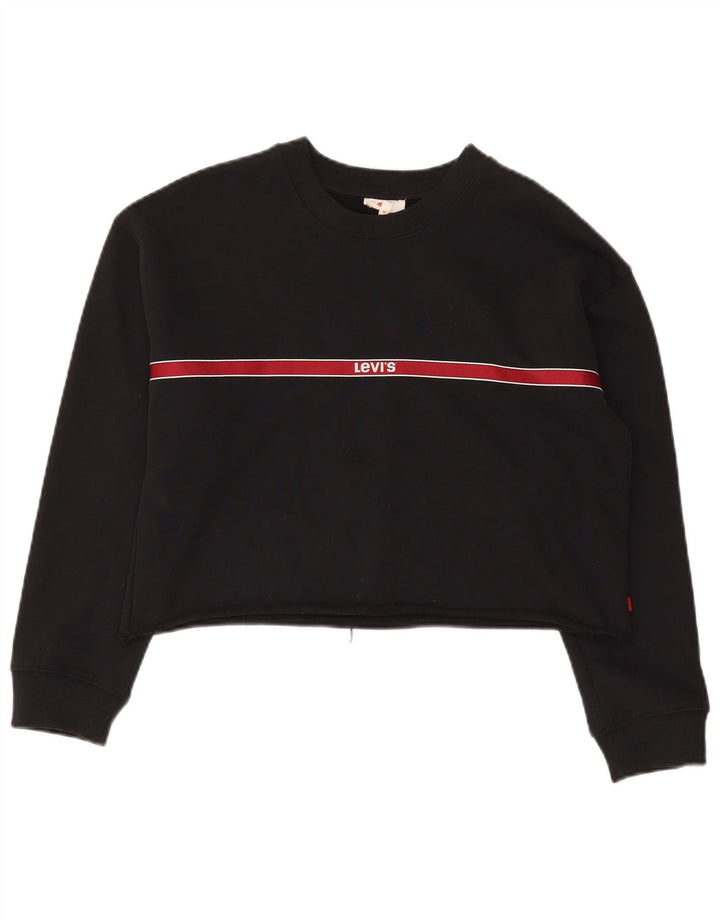 Felpa corta oversize da donna LEVI'S UK 6 XS a righe nere