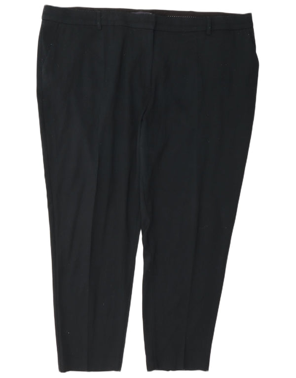 Pantaloni da abito a vita alta da donna Marks & Spencer UK 24 4XL W46 L28 Nero