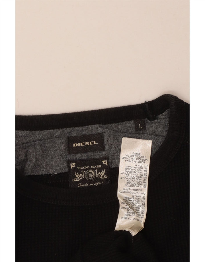 DIESEL Felpa da uomo Maglione grande in cotone nero