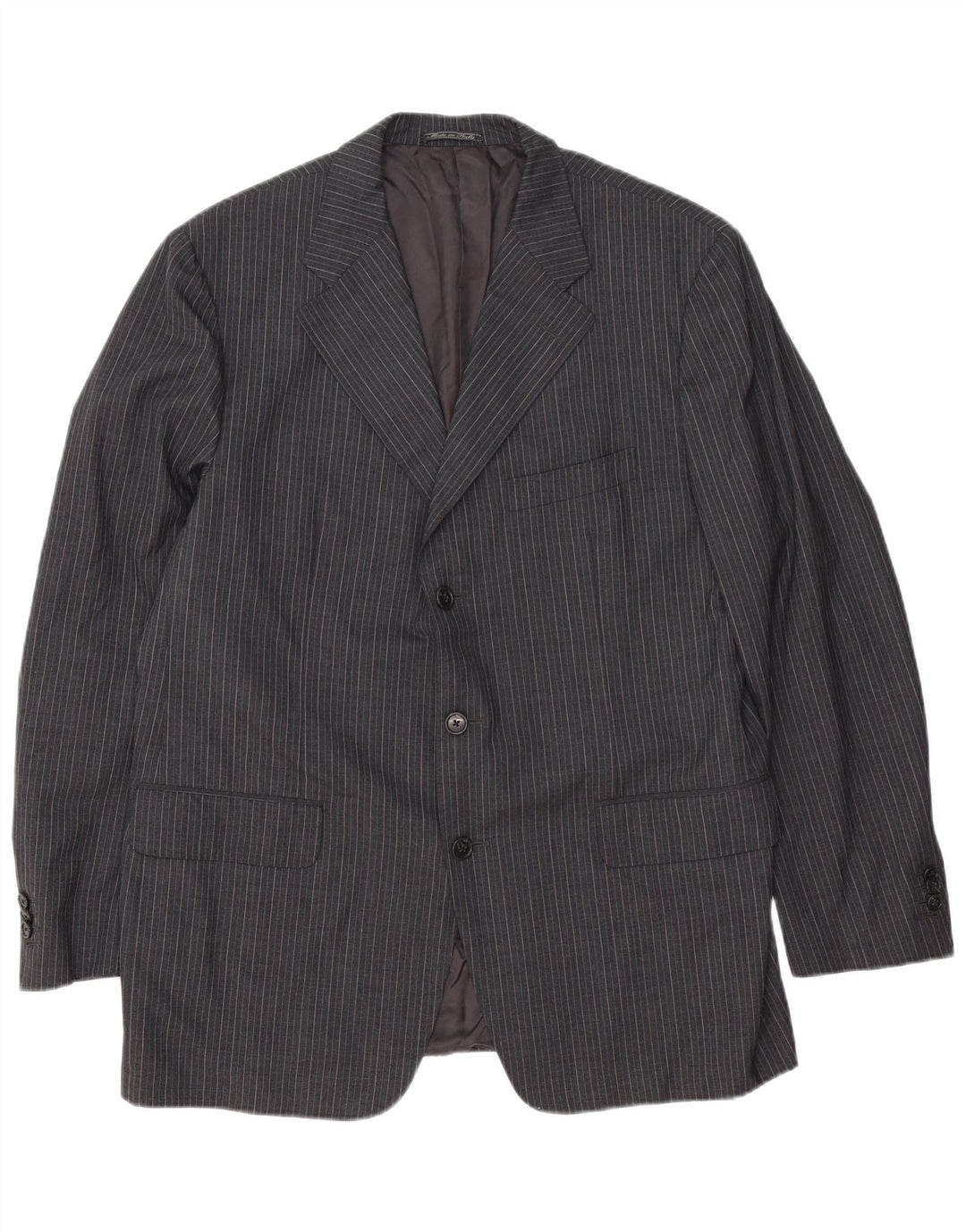 Corneliani Giacca Blazer 3 Bottoni Uomo IT 54 2XL Lana Vergine Gessata Grigia