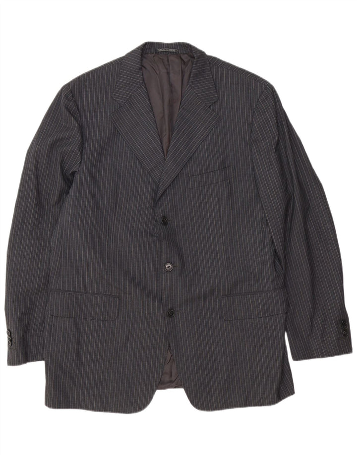 Corneliani Giacca Blazer 3 Bottoni Uomo IT 54 2XL Lana Vergine Gessata Grigia