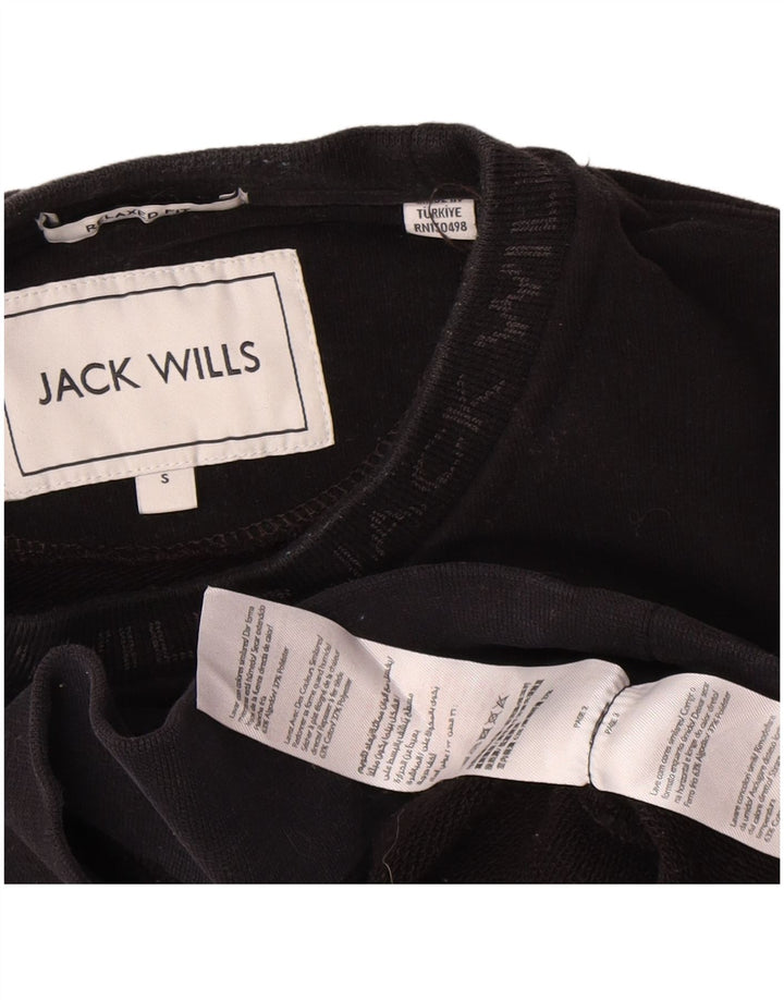 Felpa da uomo con vestibilità comoda grafica Jack Wills, piccola in cotone nero