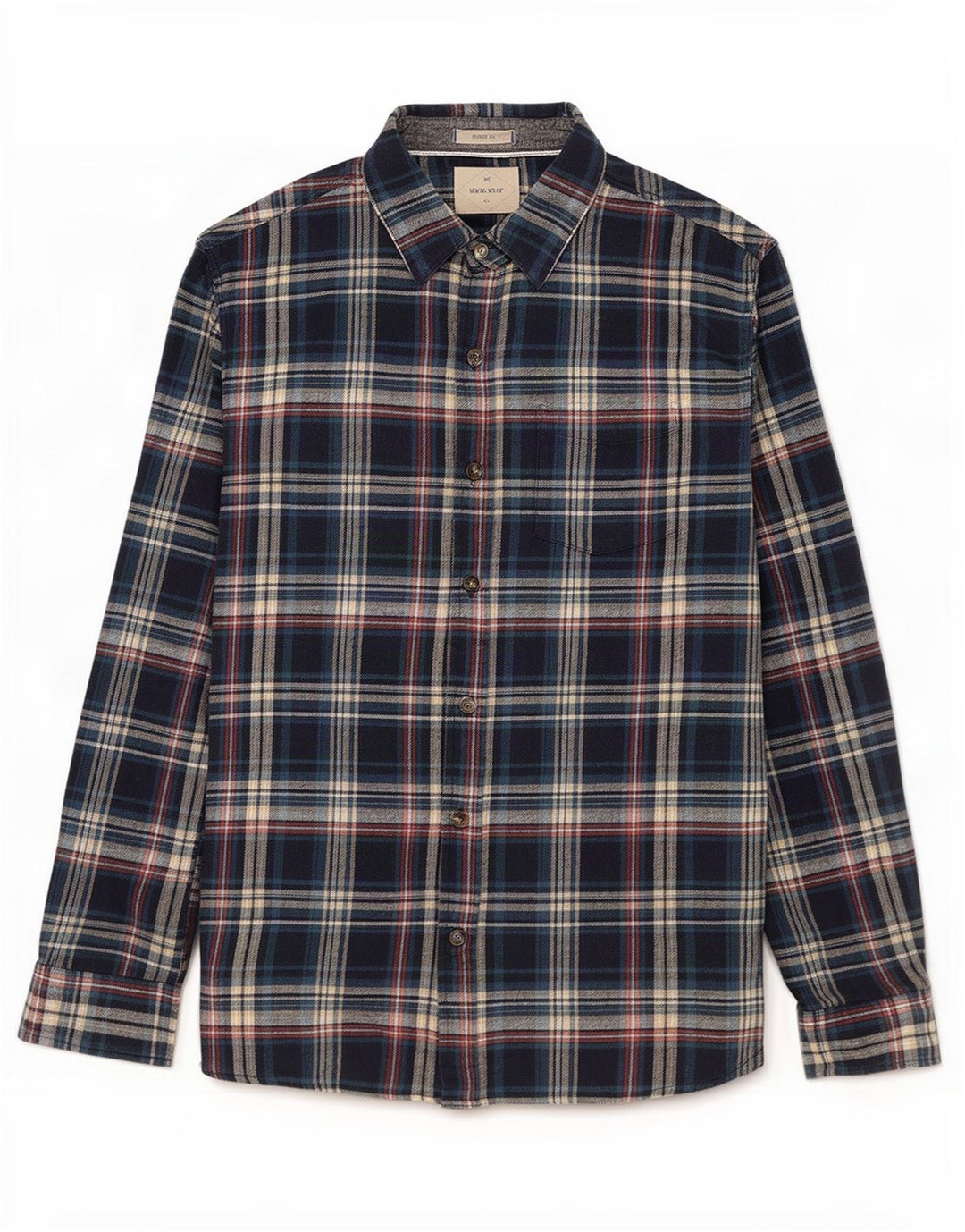 Camicia da uomo in flanella di White Stuff in cotone a quadri blu medio