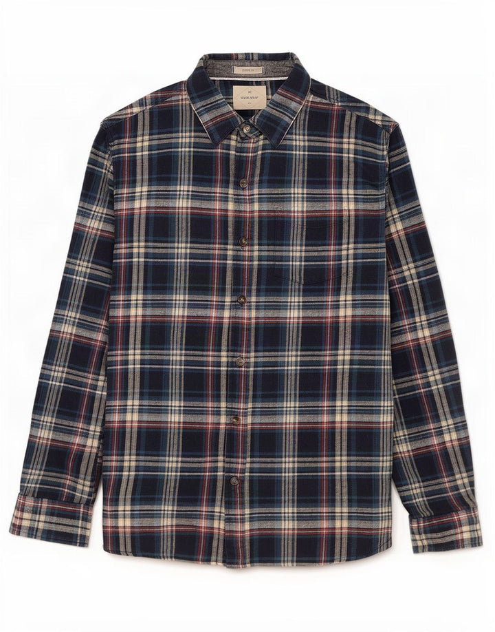 Camicia da uomo in flanella di White Stuff in cotone a quadri blu medio