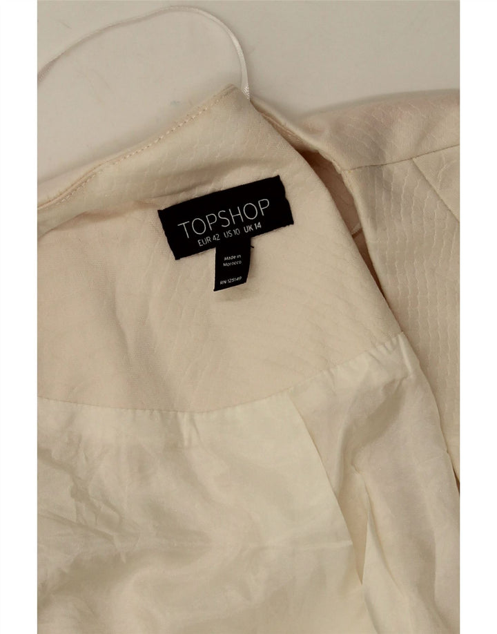 Giacca blazer aperta da donna Topshop UK 14 grande stampa animalier bianco sporco