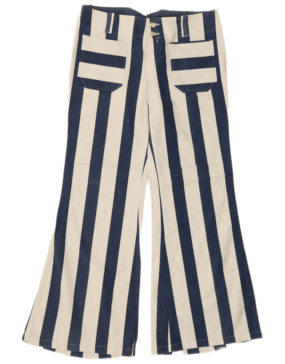 Pantaloni casual a vita alta da donna VINTAGE IT 48 XL W34 L31 Blu retrò